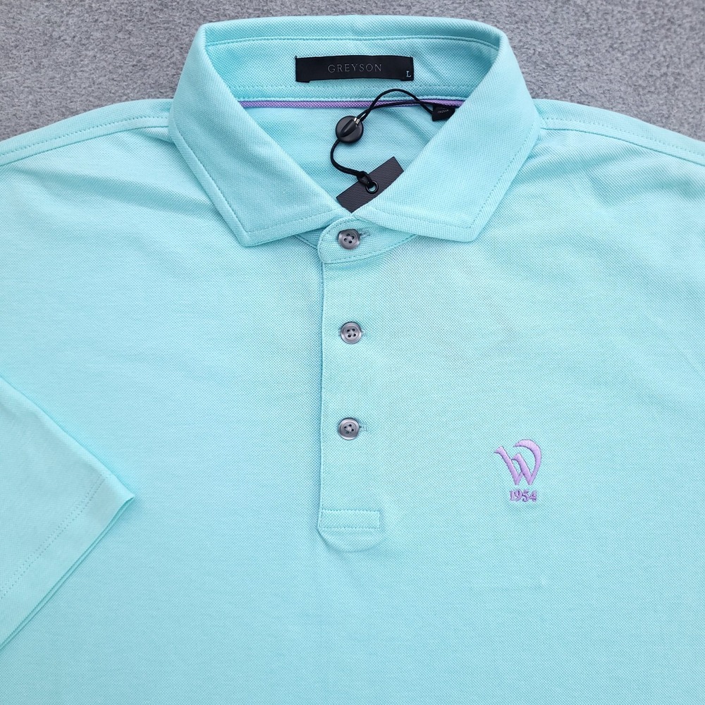 Greyson Polo Shirt Mens Large Blue Westwood Country Club Brrr Wicking Golf
